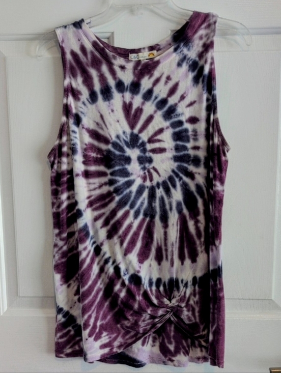 C&C California Tops - C&C California Purple & Blue Tie-Dye Tank Top, Medium Sleeveless Festival